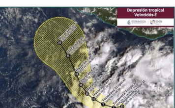 Se forma depresión tropical Veintidós-E en el Pacífico; podría convertirse en huracán